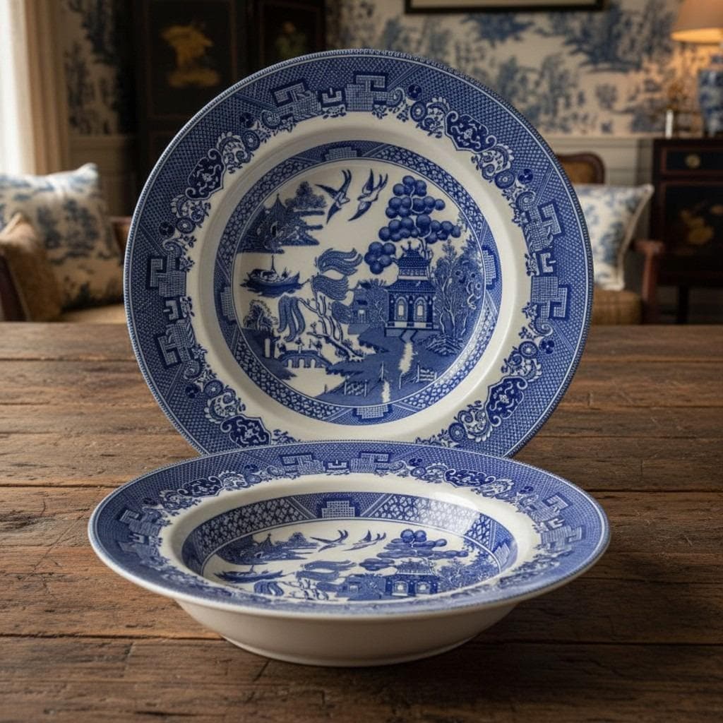 Blue Willow サラダボウル4 Blue Willow Salad Bowls - Etsy