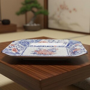 Japan Porcelain Rectangular Floral Serving Tray, Vintage Pink & Blue Asian Style Dish, Replacement Centerpiece