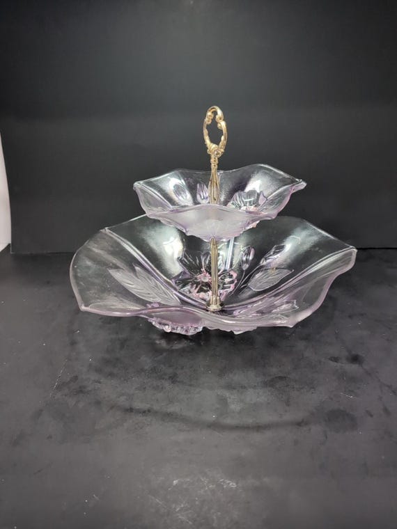 Mikasa Calypso Two Tier Tray, Frosted Glass Tray, 12 Serving