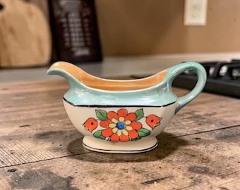 Jarra japonesa de loza brillante pintada a mano, vajilla vintage, jarra para crema estilo art déco, decoración de cocina de repuesto