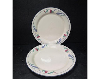 Juego de 2 platos de ensalada o almuerzo Lenox Chinastone con diseño de amapolas sobre fondo azul, 21 cm (8,25").