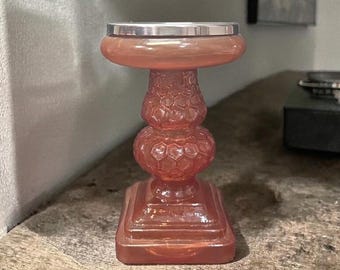 Opal House Textured Orange Candle Pillar, Vintage Style Secret Garden Candleholder, Replacement Ambient Lighting