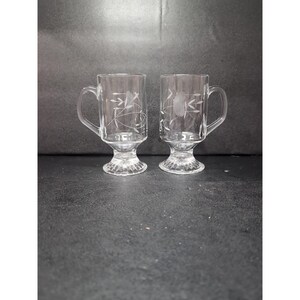 Princess House Heritage Irish Coffee Mug, Set of 2, Vintage Glass Footed Tea Cup, Retired, Collectible Mugs