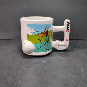 Golf Keramik Kaffeetasse, 3D Golfball Club Griff, Vintage Golf Tasse, Einzigartiges Golfer Geschenk, Tasse für Kaffeeliebhaber