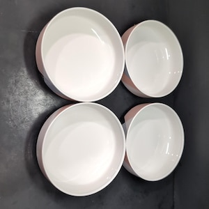 Mikasa Tempo Eighty CE912 Bowls, Vintage Mikvari Bowls Set, 1980s Gray Black Peach, Set of 4, Retro Tableware
