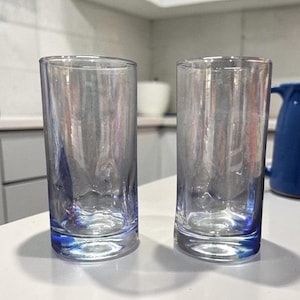 Libbey Impressions Cobalt Blue Ribbon Tumblers, Set of 2, Swirl Dimpled Glasses, Replacement Drinkware