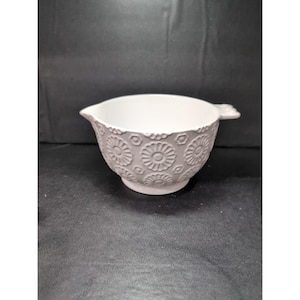 Bake Shop By Ciroa Batter Mixing Bowl, Large Vintage Stoneware, 5.5&quot; Tall Floral Bowl, Kitchenware, Baking Gift