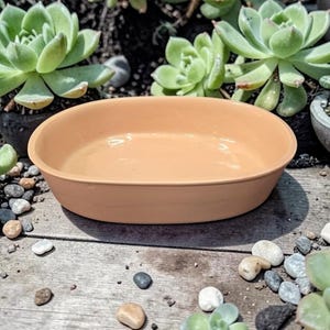 Kocher der Firma Pottery ist ein flacher ovaler Übertopf mit Fuß, Vintage Mid Century Modern Kitchen