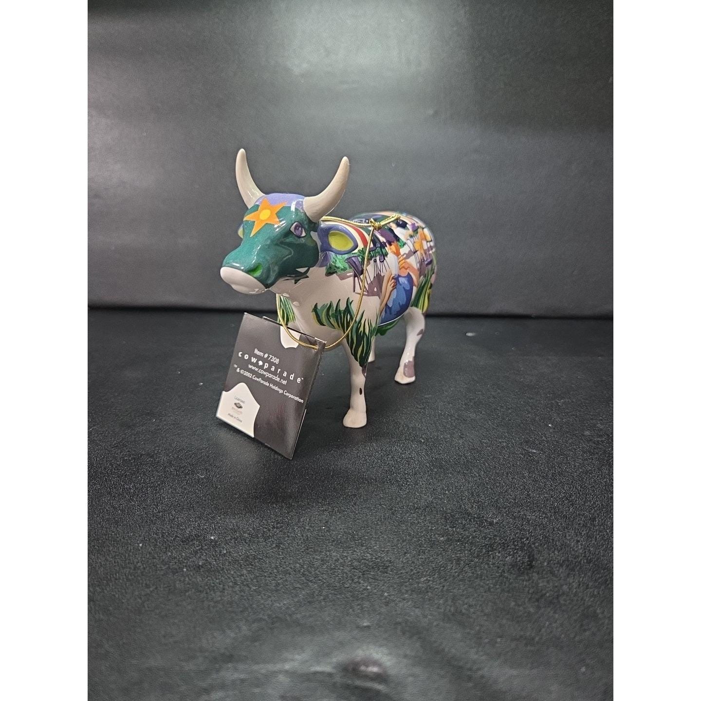 カウパレード 花柄陶器牛オブジェ 約15cm