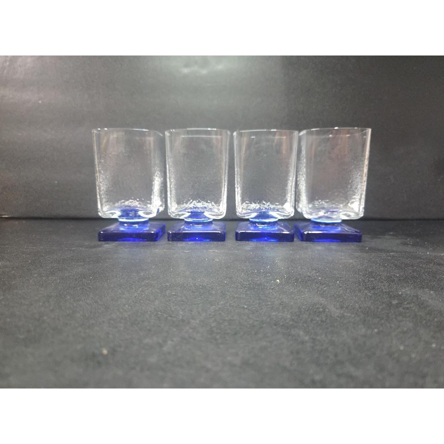 Bormioli Rocco Cobalt Blue 6set ヴィンテージ Bormioli Rocco Cobalt Blue Liqueur Glasses, Set of 4, Square