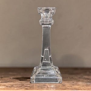 Westmoreland Style Vintage Square Cut Clear Glass Candlestick, Replacement Candle Holder, Ambient Lighting