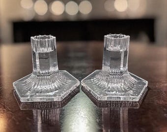 Candelabros transparentes de la colección Louis Comfort de Tiffany & Co., juego de 2, iluminación de repuesto vintage.