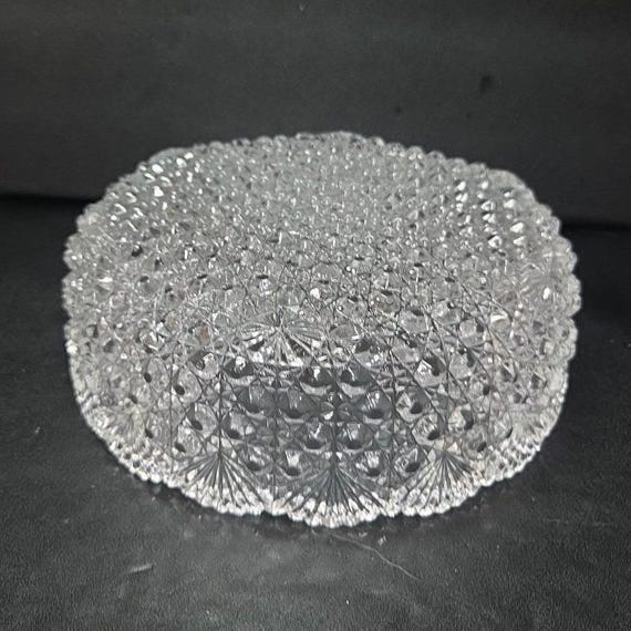 Hoya Japan Clear Crystal Serving Bowl, Vintage Faceted Iceberg Cut