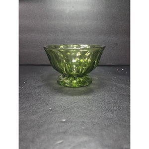 Anchor Hocking Fairfield Avocado Green Glass, Candy Dish, Pedestal Bowl, Vintage Collectible, Green Glassware