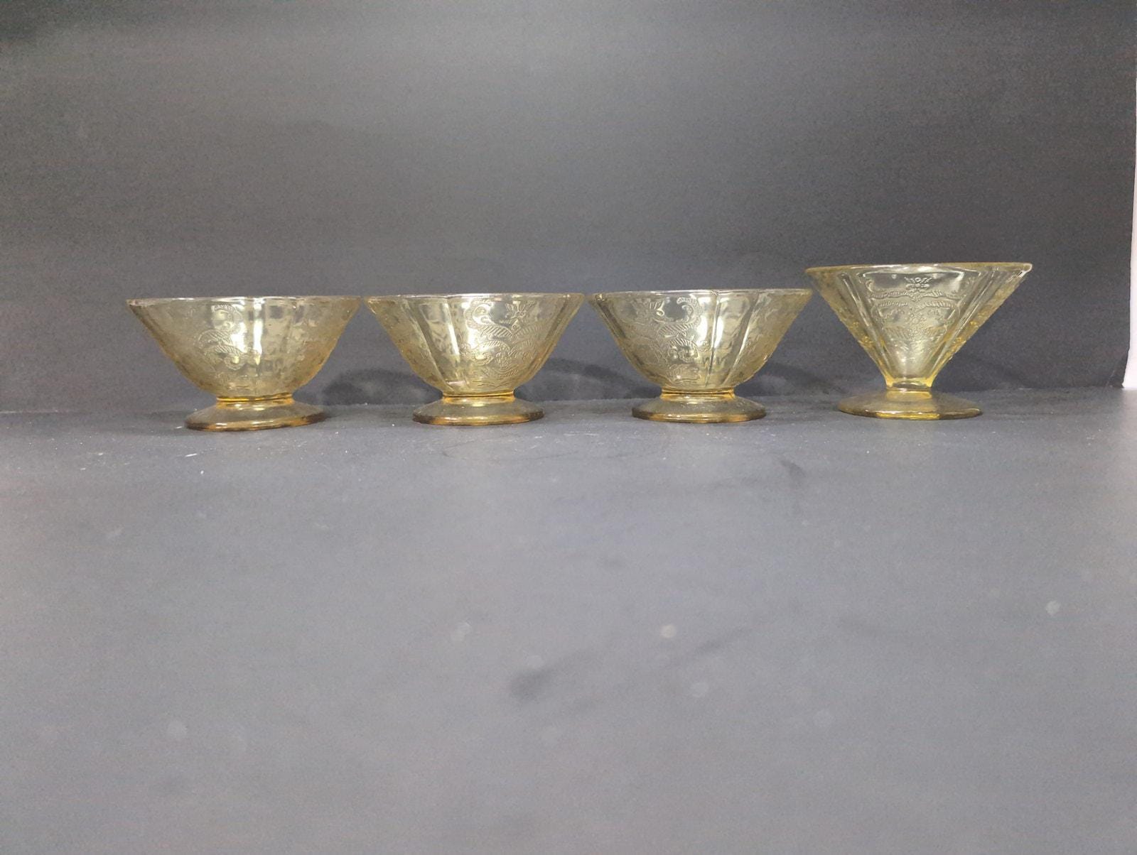 フェデラルグラス マドリッド アンバー シャーベットグラス 4個セット