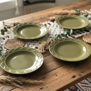Homer Laughlin Granada Sheffield Bread Plates Set of 4, Olive Green Ironstone, Replacement Dinnerware