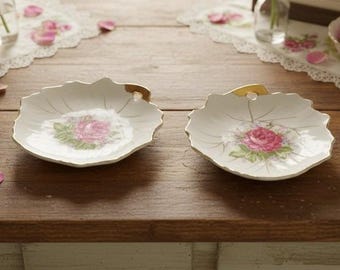 Vintage Leaf Shaped Trinket Dishes Stamped Badcock Furniture Made-Japan 1960