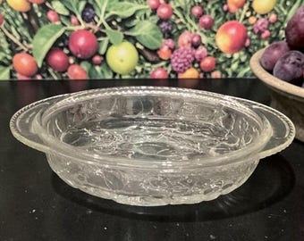 Libbey Glass Clear Embossed Fruit Pie Plate, Vintage Orchard Design, Replacement Bakeware, Ovenproof Dish