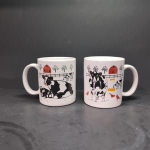 Holstein Kuh Kaffeetassen-Set, Schwarzweiß-Barn Farm-Becher, Rosen-Becher-Set von 2, Bauernhaus-Küchentasse