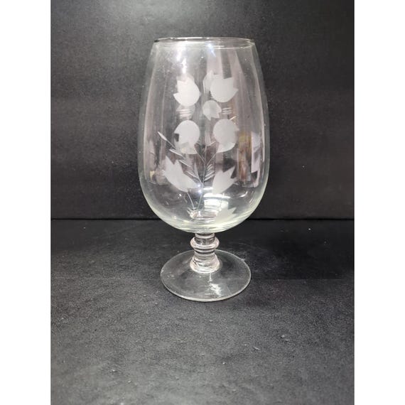 Chintz Floral Etched Clear Glass Vase, 11