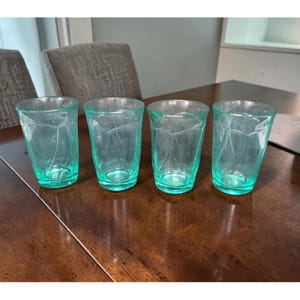 Set di 4 bicchieri highball Noritake Sweet Swirl Aqua, stile vintage, bicchieri di ricambio.