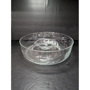 Princess House Crystal Chip &#39;n Dip Bowl, Floral Etched Bowl, Heritage Collection #401, Party Serveware, Vintage Dish