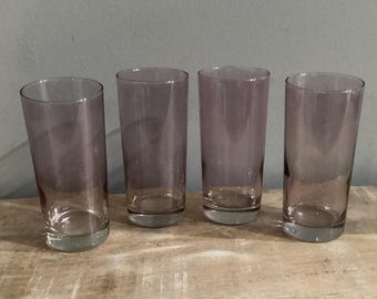 Libbey Ombre Blush Pink Tumblers, Set of 4, Vintage Glassware, Drinking Glasses