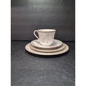Royal Doulton White Nile 4 Pc Place Setting, Fine China Dinnerware, Exquisite Dining Collection, Classic Table Setting, Gift