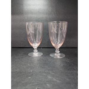 Vasos de té helado Fostoria Contour de vidrio rosa, copas vintage de 14 oz, juego de 2, vasos clásicos para cenar, 6060