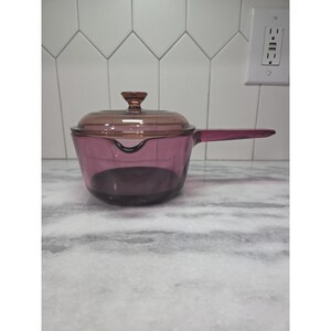 Pentola con coperchio Corning Visions Cranberry da 1 litro, set di pentole di ricambio vintage, con rivestimento antiaderente in teflon.