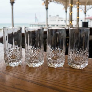 Cristal d'Arques Brighton Highball Tumblers, Set of 4, Vintage Etched Glasses, Replacement Drinkware
