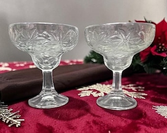 プリンセスハウス ファンタジア マルガリータグラス 2個セット、交換用ステムウェア、ヴィンテージエンボス加工ドリンクウェア