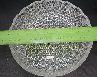 Hoya Japan Crystal Round Serving Bowl, Vintage Clear Dining