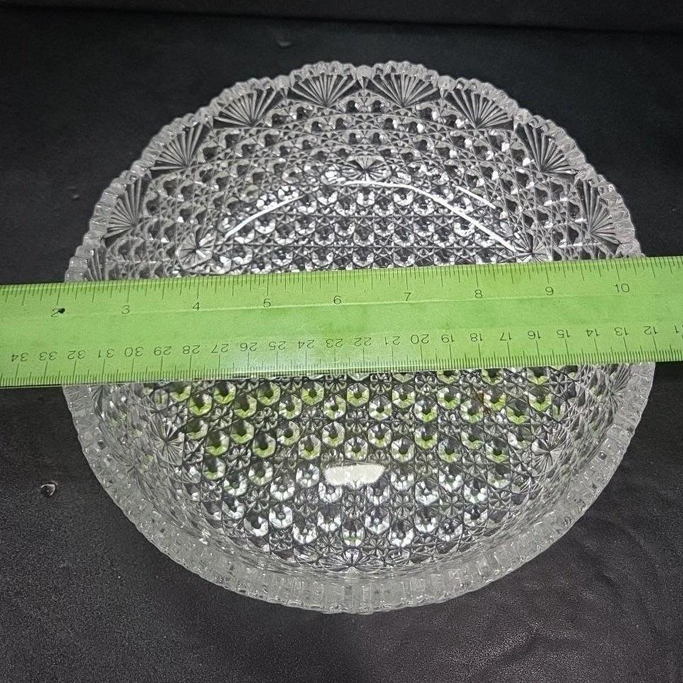Hoya Japan Crystal Round Serving Bowl, Vintage Clear Dining