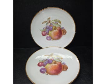 Platos de almuerzo Schumann Arzberg con diseño de frutas, juego de 2, porcelana vintage de Baviera, Alemania, repuestos