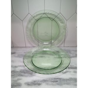 Corning Pyrex Festiva Spring Green Speiseteller, Vintage Swirl Rim Teller, 2er-Set, 10,75 "Geschirr