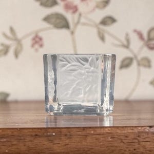PartyLite Frosted Chrysanthemum Votive, Square Glass Candle Holder, Replacement Home Decor, Ambient Lighting