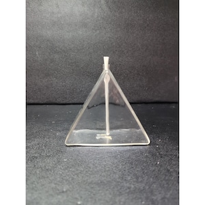 Firelight Oil Lamp Prism, Hand Blown Clear Glass, Triangle Shape 4.5&quot;, Lamp With Wick, Home Decor Gift