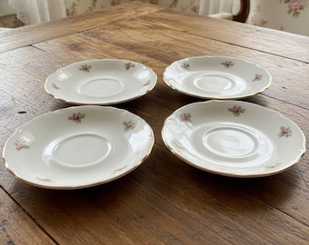 Set di 4 piattini in porcellana avorio vintage "Elfenbein" della Baviera, Germania occidentale.