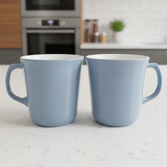 Corning Ware Pyrex Slate Coffee Mug, Mid-Century Drinkware, Replacement Blue/ Gray Cup, Retro Kitchenware