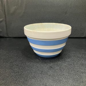 TG Green Mixing Bowl, Vintage Cornishware, Small Bowl, Blue and White Stripes, Green Shield Logo, Kitchen Collectible
