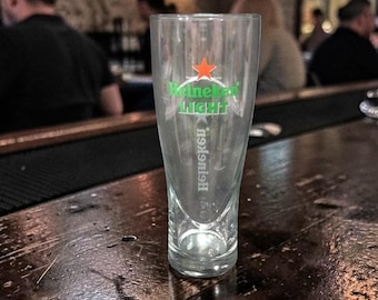 Heineken Light Red Star Beer Glass, Clear Logo Design Pilsner Drinkware, Replacement Barware