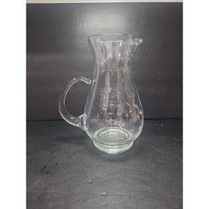 Princess House Heritage Crystal Pitcher, Etched Glass Drinkware, Vintage 10&quot; Handblown Glass Jug