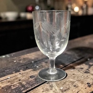 Sasaki Noritake Wheat Pattern Goblet, Vintage Etched Water Glass, Replacement Glassware, Drinkware, Stemware