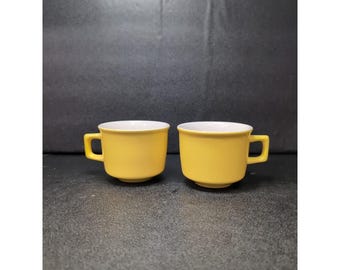 Mikasa Ala Mode Yellow Cups, Mid Century Mugs, Vintage Japan Set, Retro Coffee Cups, Collectible Midcentury Pair, E7300