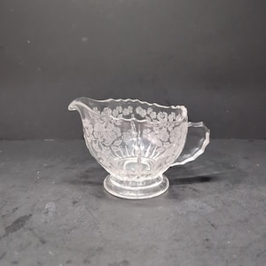 New Martinsville Depression Glass Creamer, Vintage Radiance, Flower Basket Creamer, Uranium Glass, Collectible Glass
