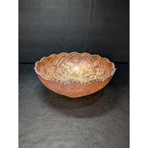 Imperial Hattie Marigold Carnival Glass Bowl, Vintage Floral Bowl, 8&quot; Glassware, Collectible Glass, Gift For Collectors