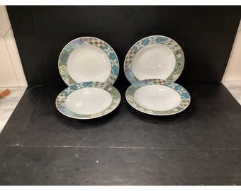 Studio Nova Intermezzo Salad Bowls, Set of 4, Vintage Stoneware, Replacement Tableware, Decorative Border