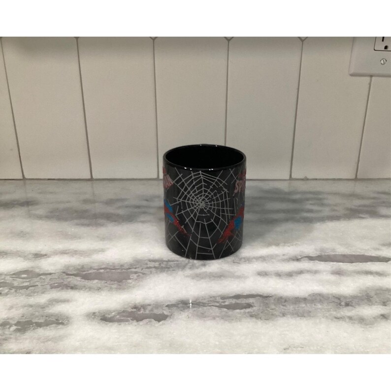 Incroyable tasse à café noire Spider-Man, tasse à paillettes Marvel, verres de rechange, décoration de super-héros image 10