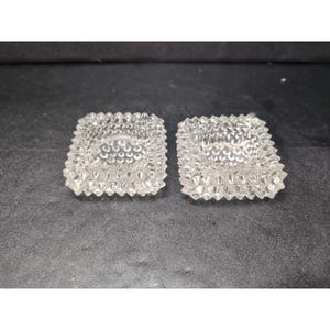 Fenton Glass Tea Light Holder Set, Clear Hobnail Spiked Design, Vintage Style, Candle Decor, Home Accent